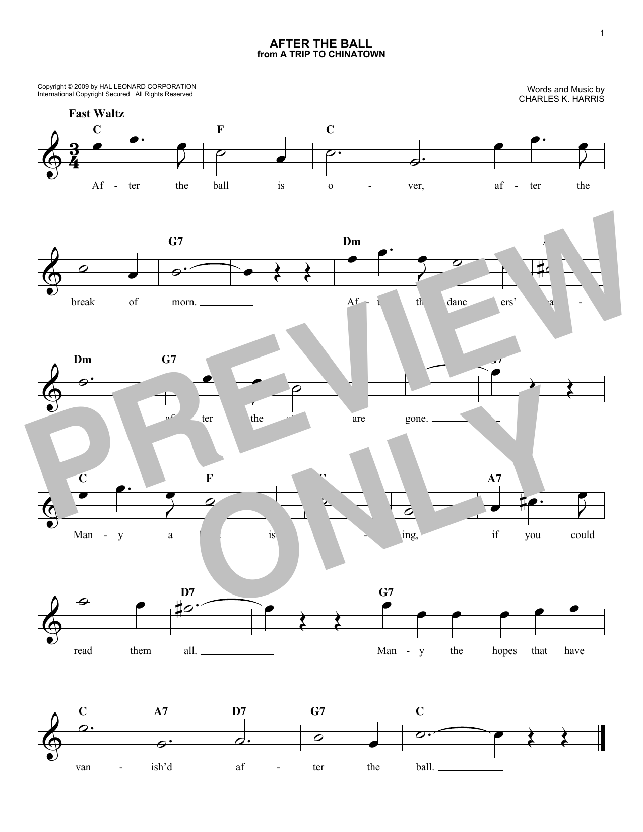 Download Charles K. Harris After The Ball Sheet Music