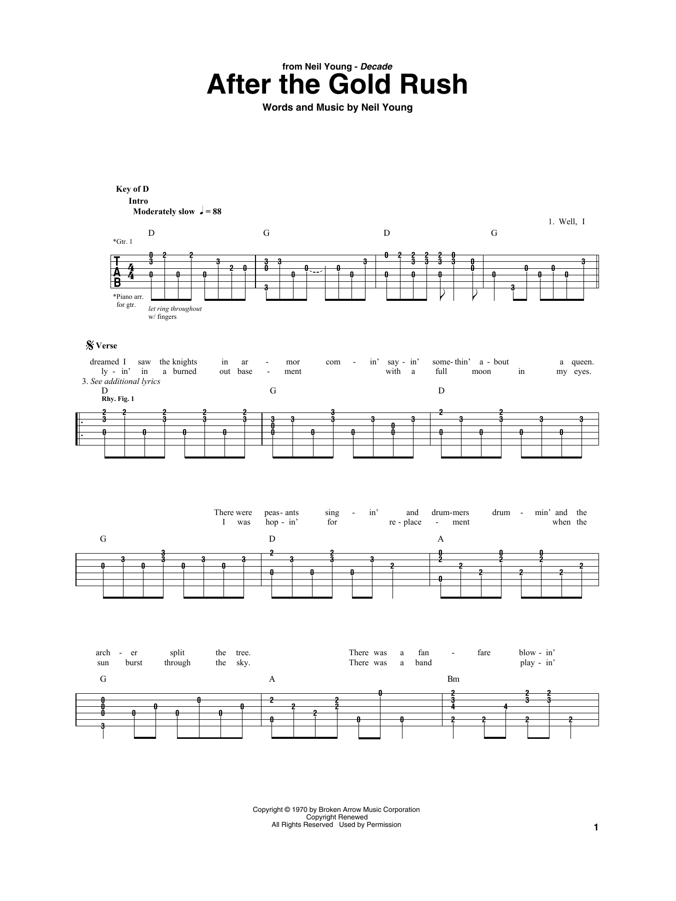 Download Neil Young After The Gold Rush Sheet Music