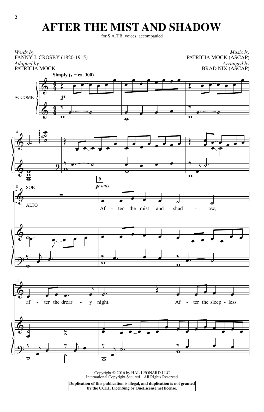 Download Brad Nix After The Mist And Shadow Sheet Music