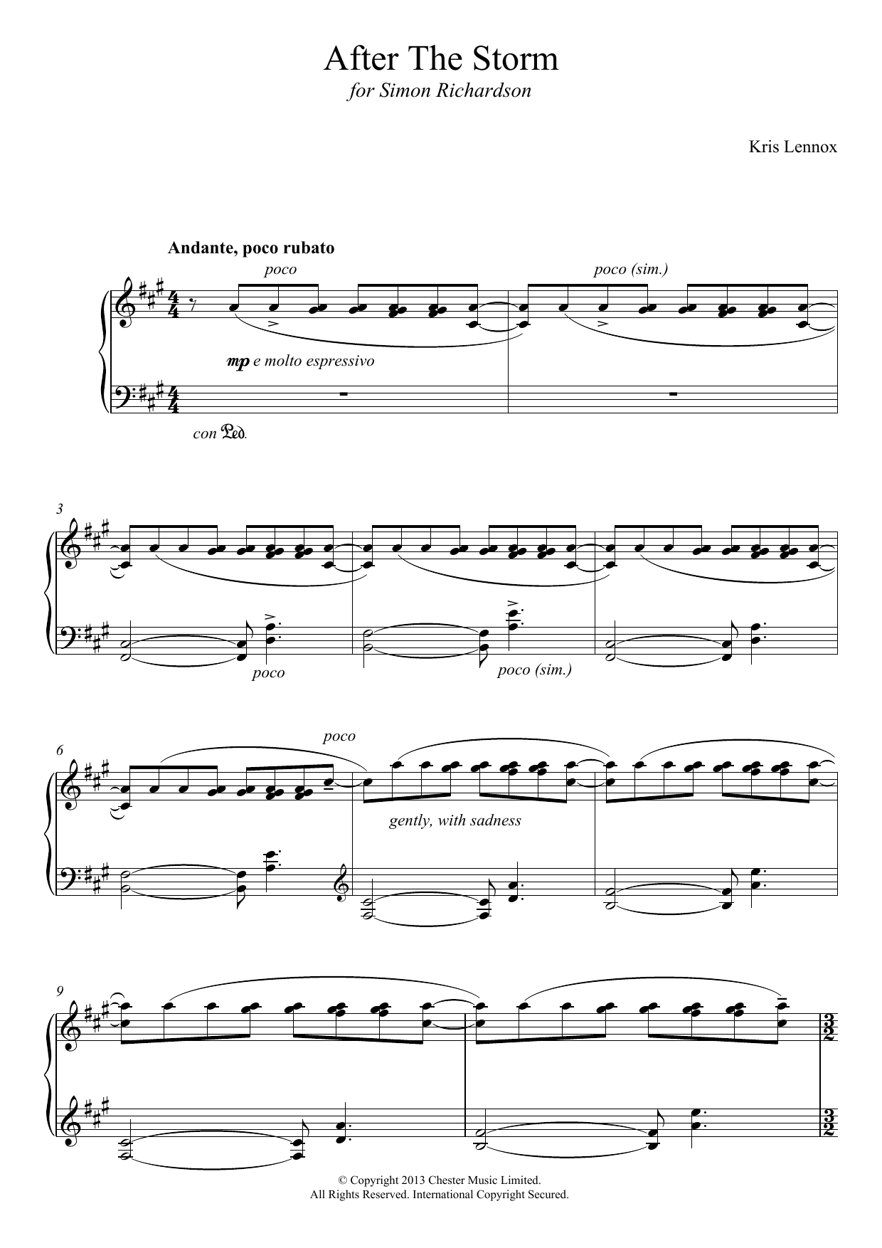 Download Kris Lennox After The Storm Sheet Music