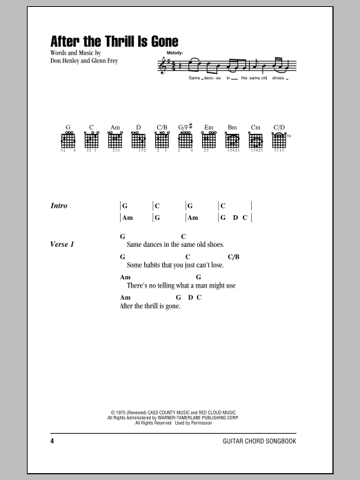 Download Eagles After The Thrill Is Gone Sheet Music