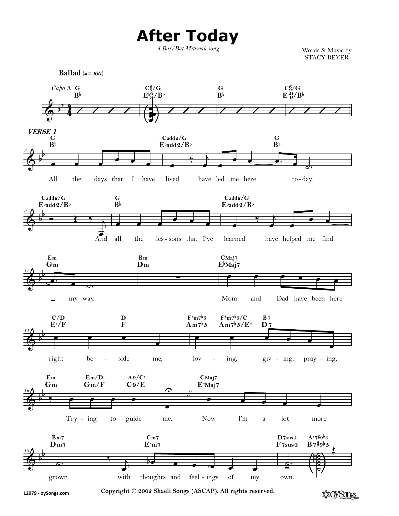 Download Stacy Beyer After Today Sheet Music