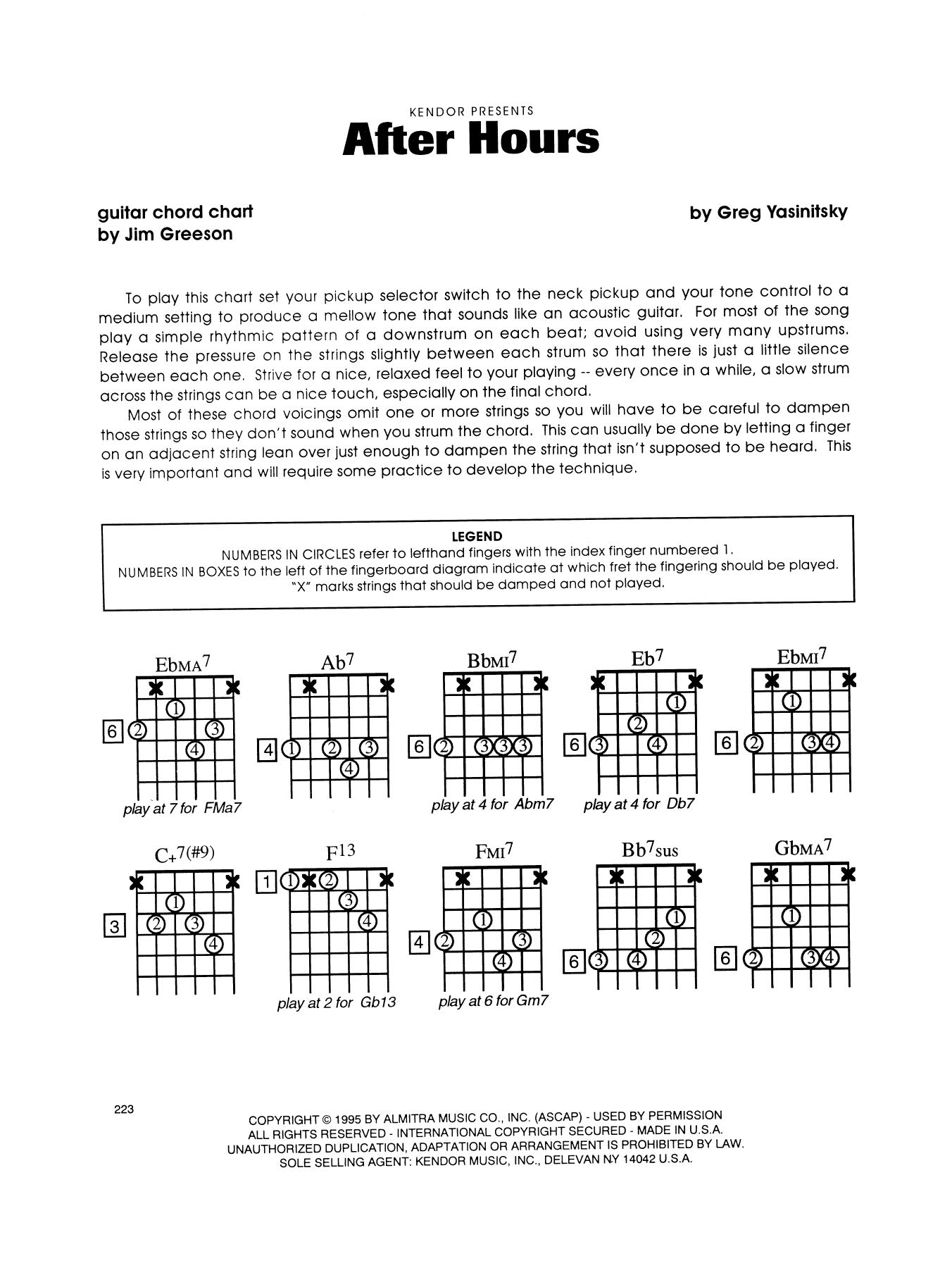 Download Gregory Yasinitsky After Hours - Guitar Chord Chart Sheet Music