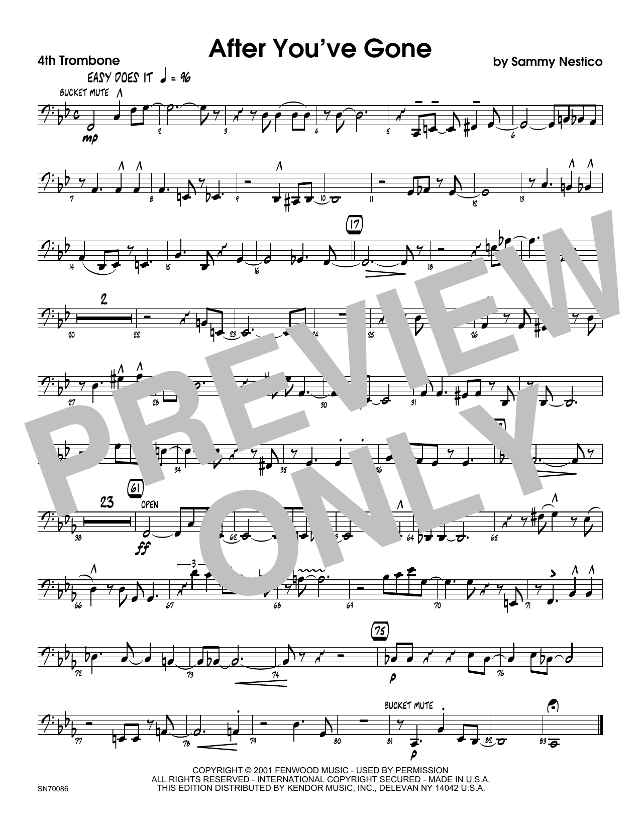 Download Sammy Nestico After You've Gone - 4th Trombone Sheet Music