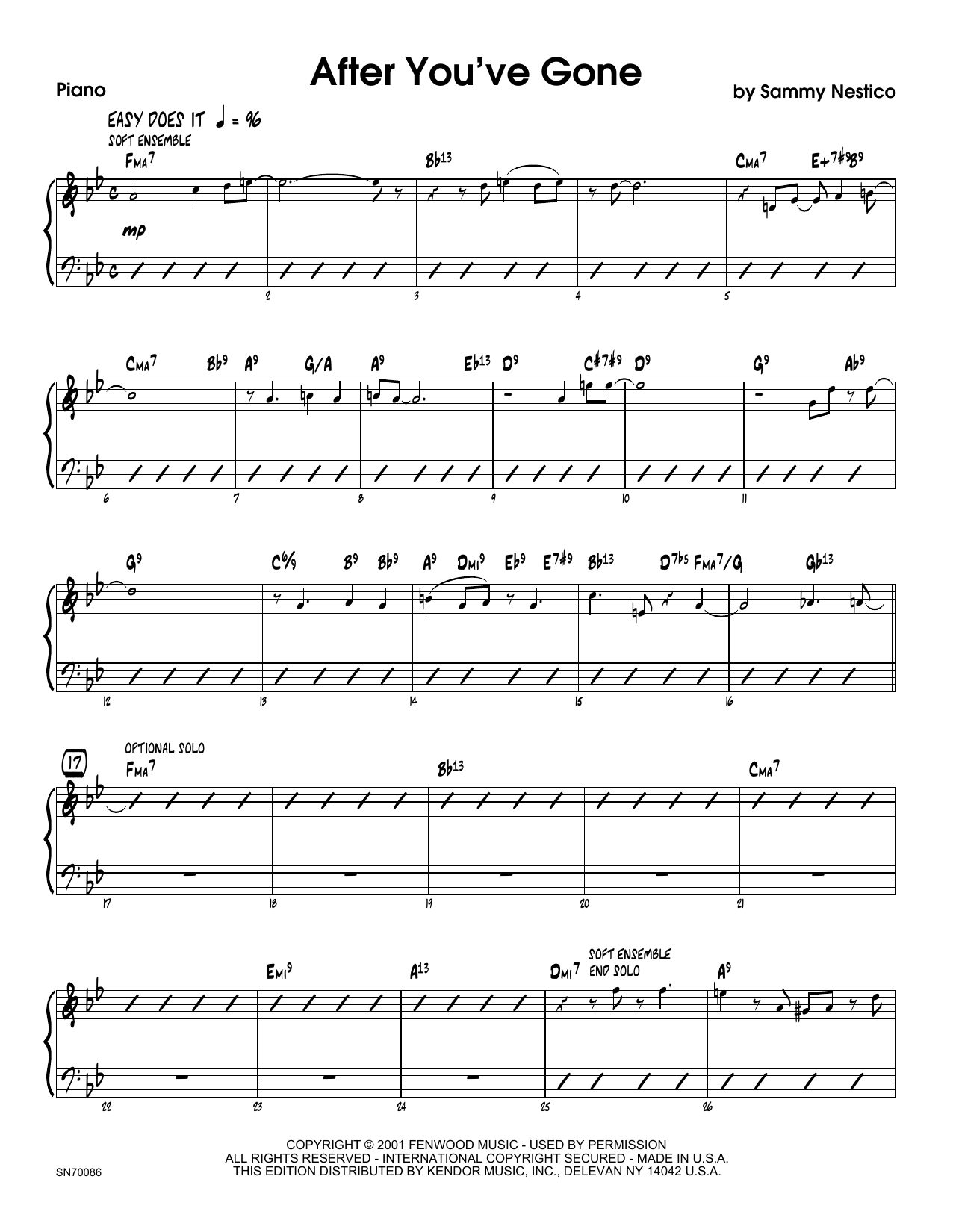 Download Sammy Nestico After You've Gone - Piano Sheet Music