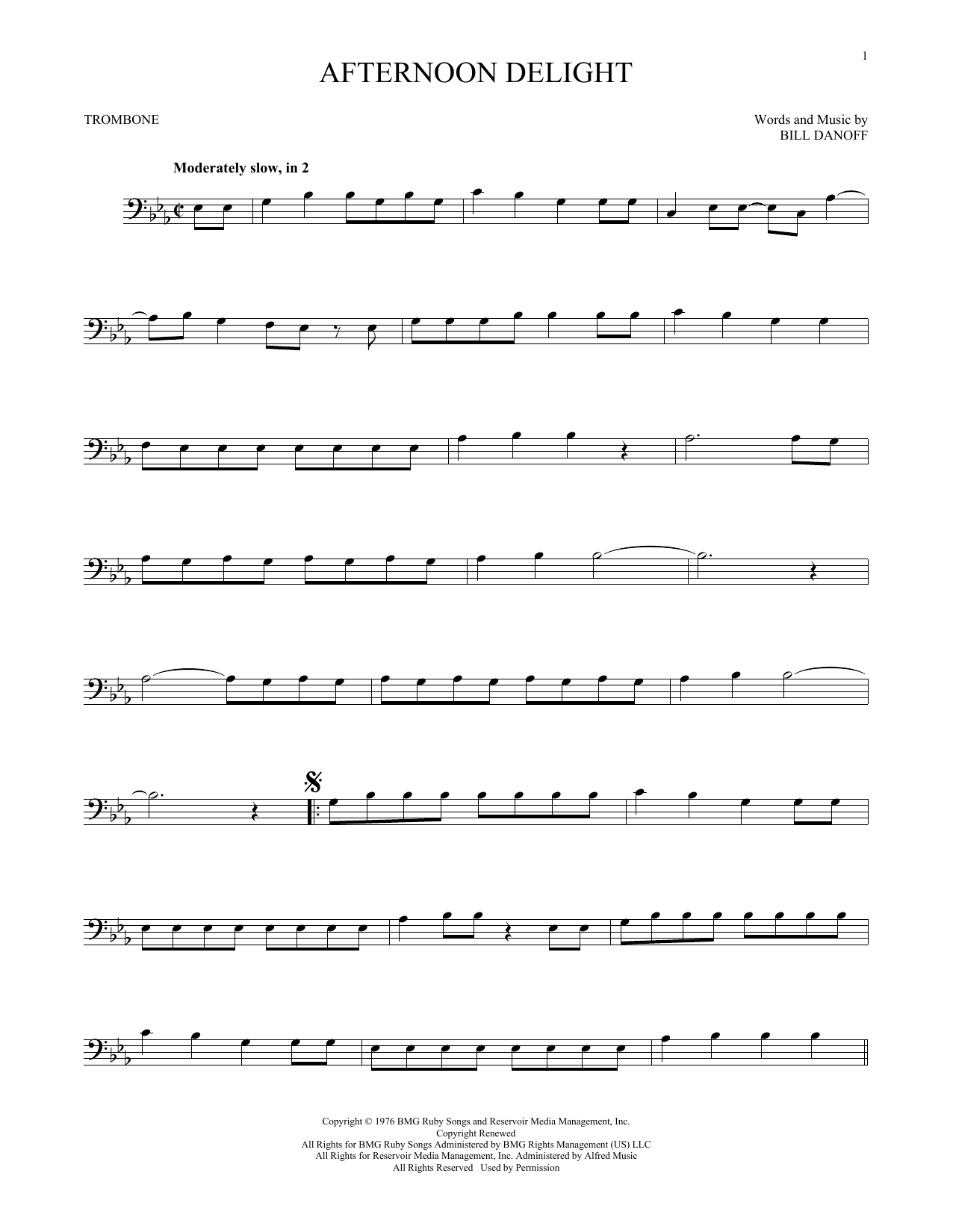 Download Starland Vocal Band Afternoon Delight Sheet Music