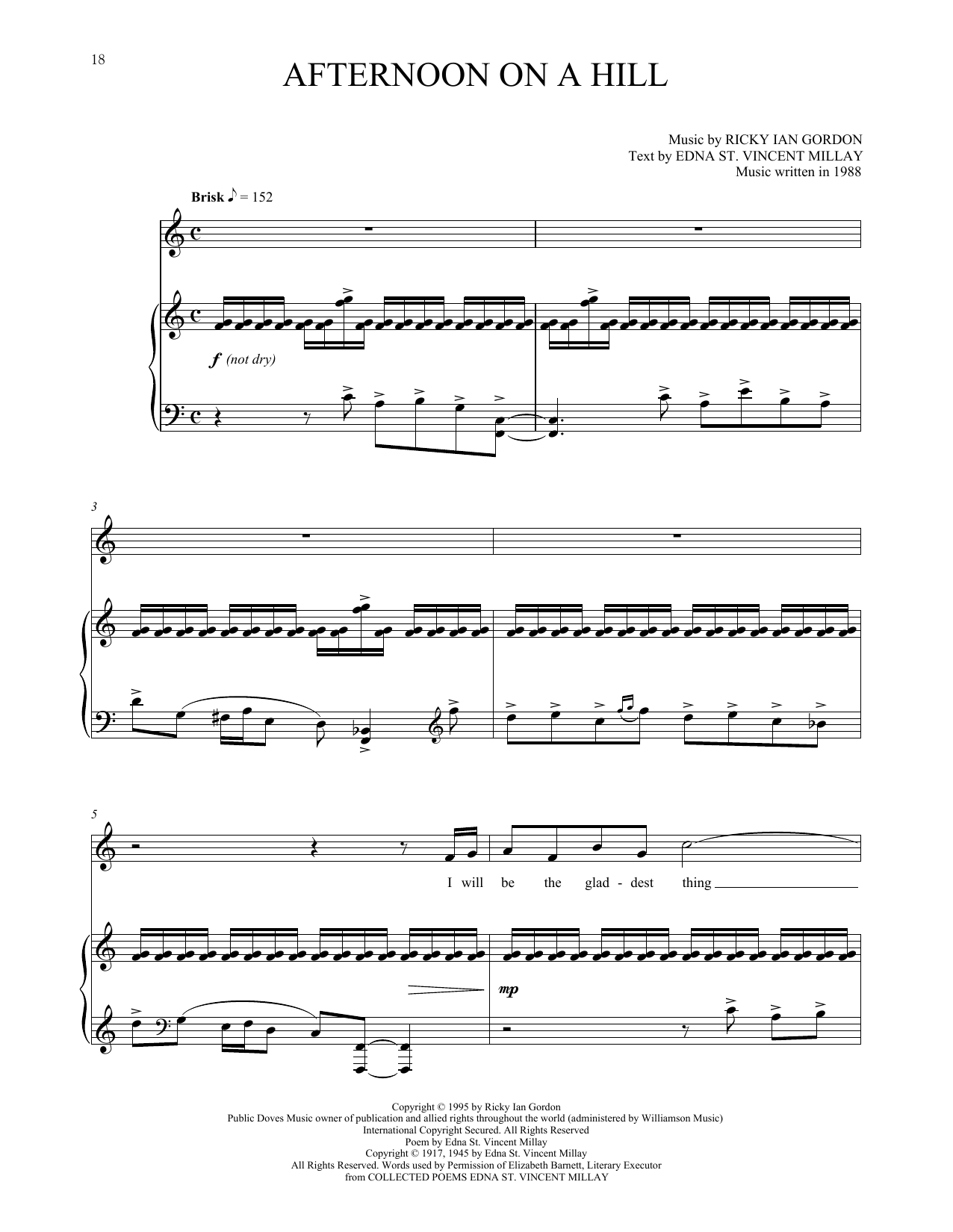 Download Ricky Ian Gordon Afternoon On A Hill Sheet Music