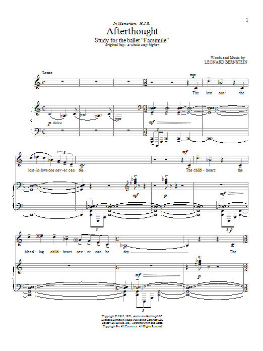Download Leonard Bernstein Afterthought Sheet Music