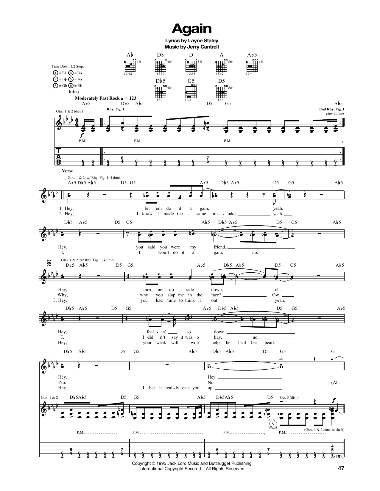 Download Alice In Chains Again Sheet Music
