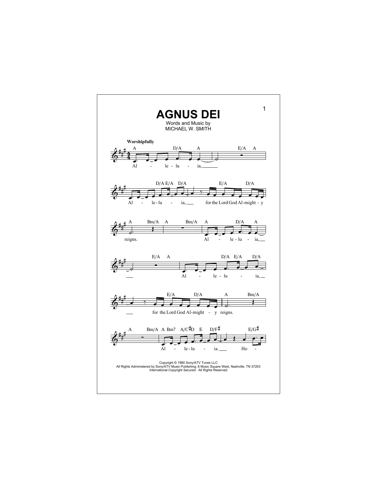 Download Michael W. Smith Agnus Dei Sheet Music