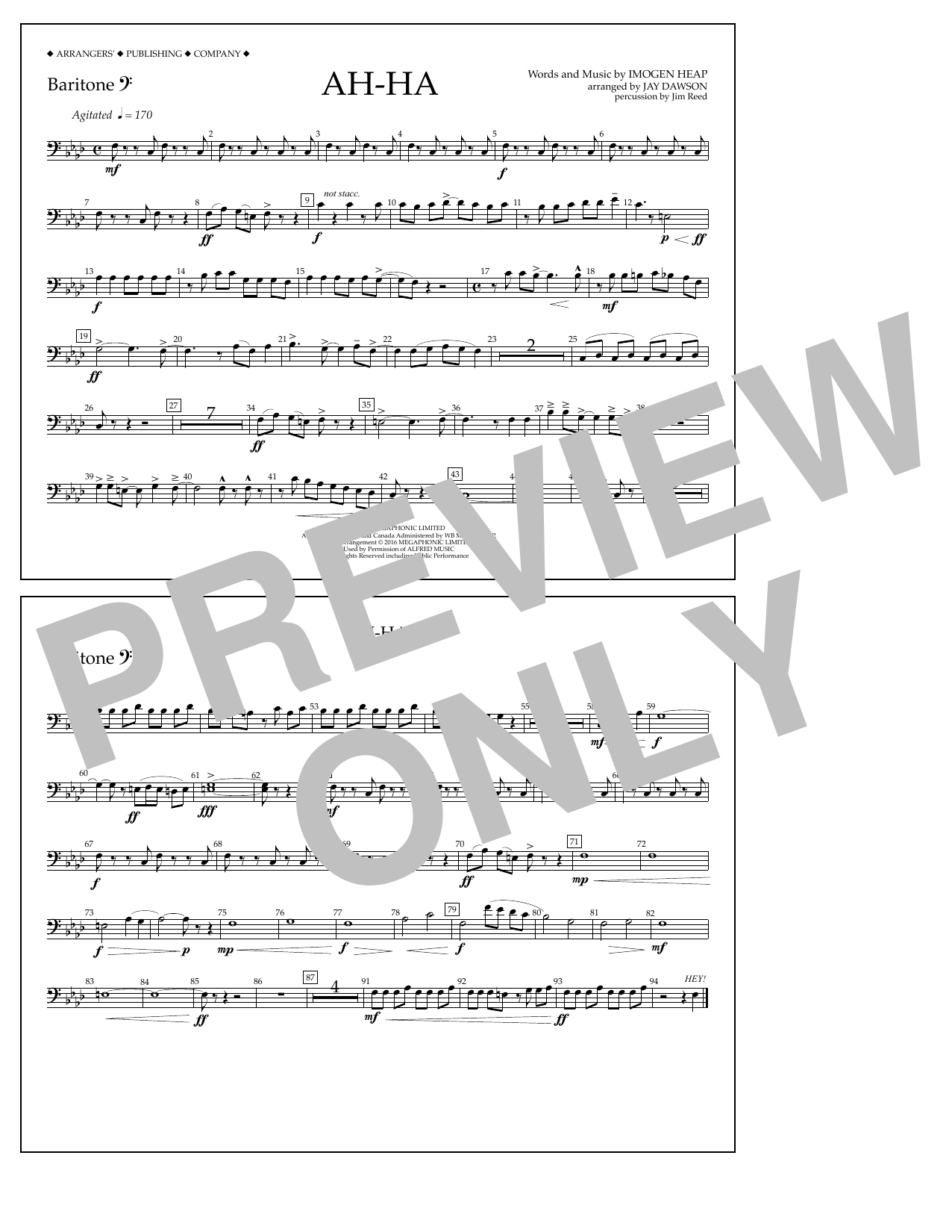 Download Jay Dawson Ah-ha - Baritone B.C. Sheet Music