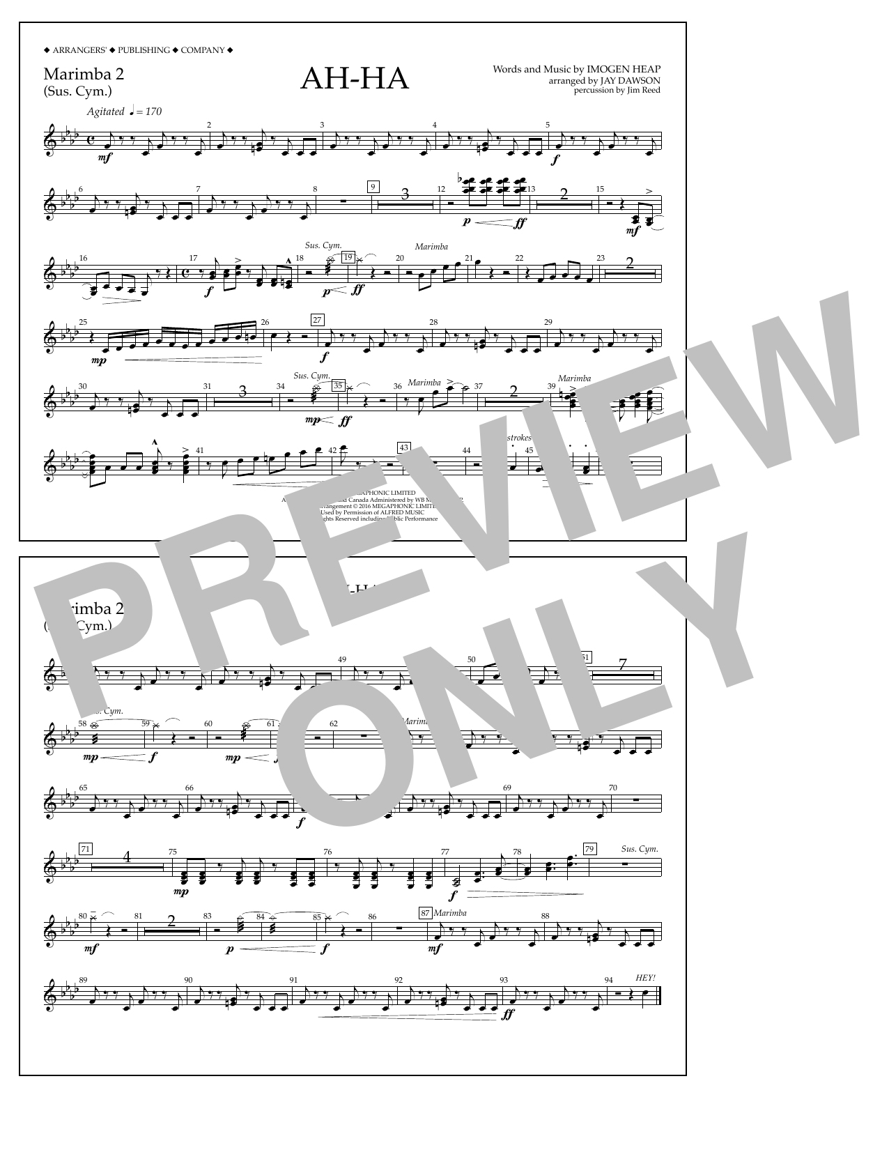 Download Jay Dawson Ah-ha - Marimba 2 Sheet Music