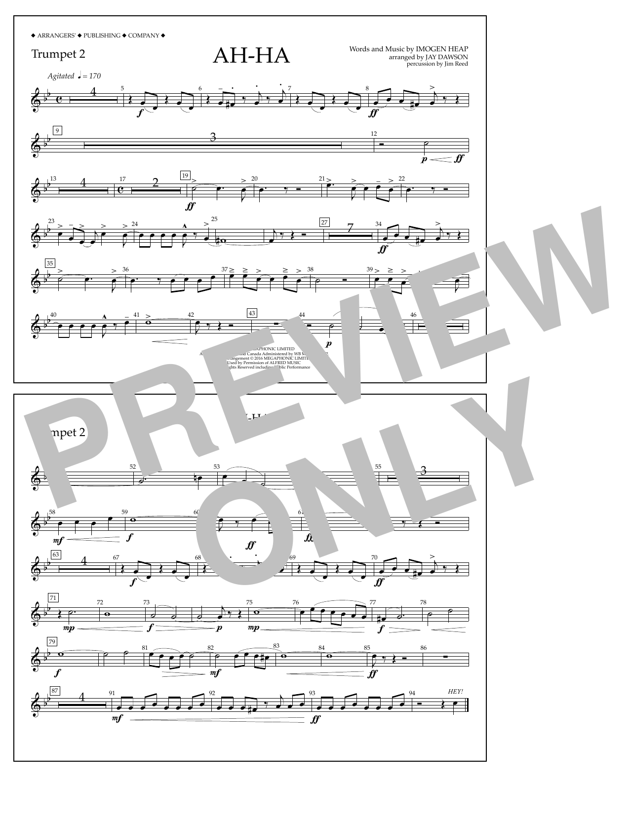 Download Jay Dawson Ah-ha - Trumpet 2 Sheet Music