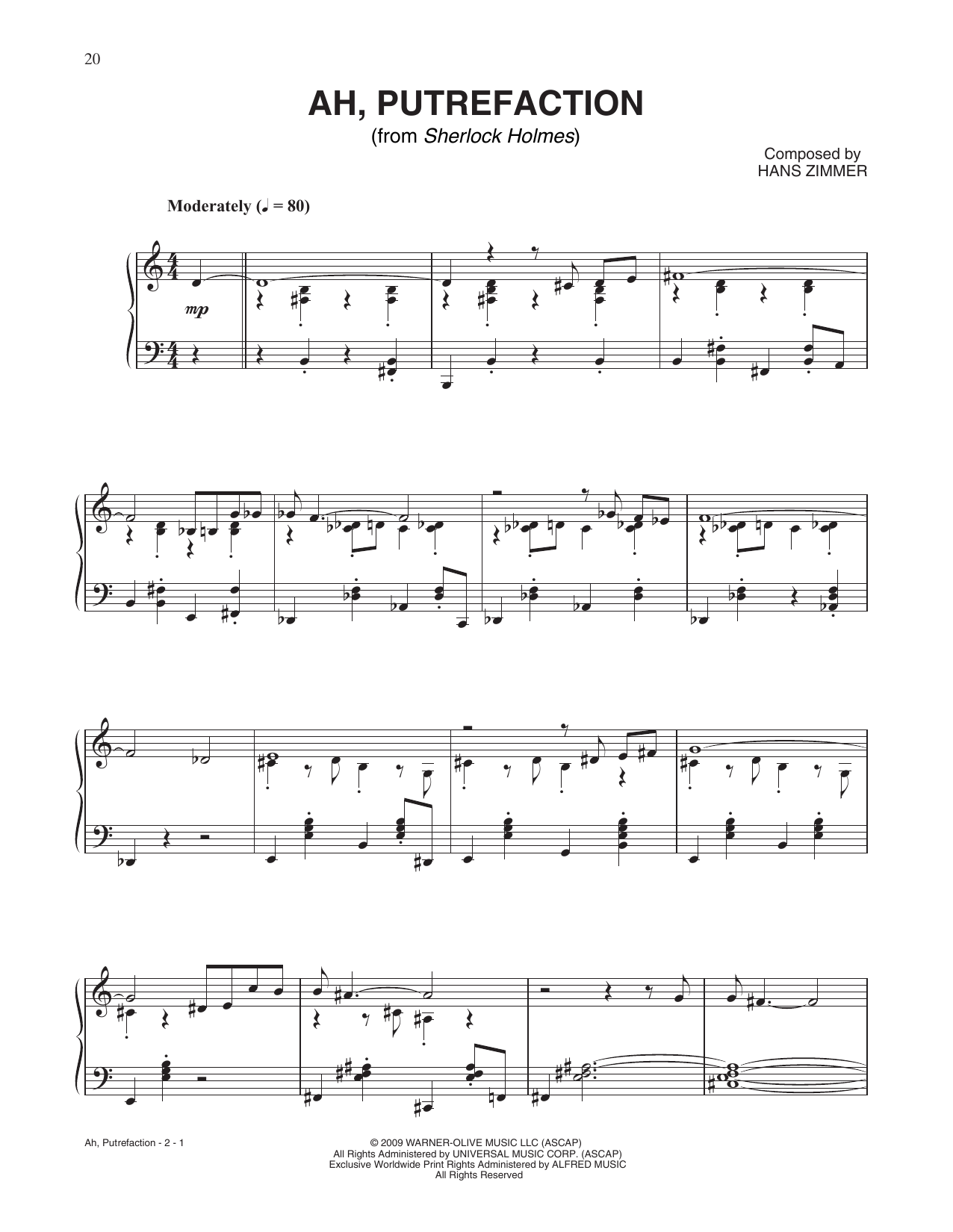 Download Hans Zimmer Ah, Putrefaction (from Sherlock Holmes) Sheet Music