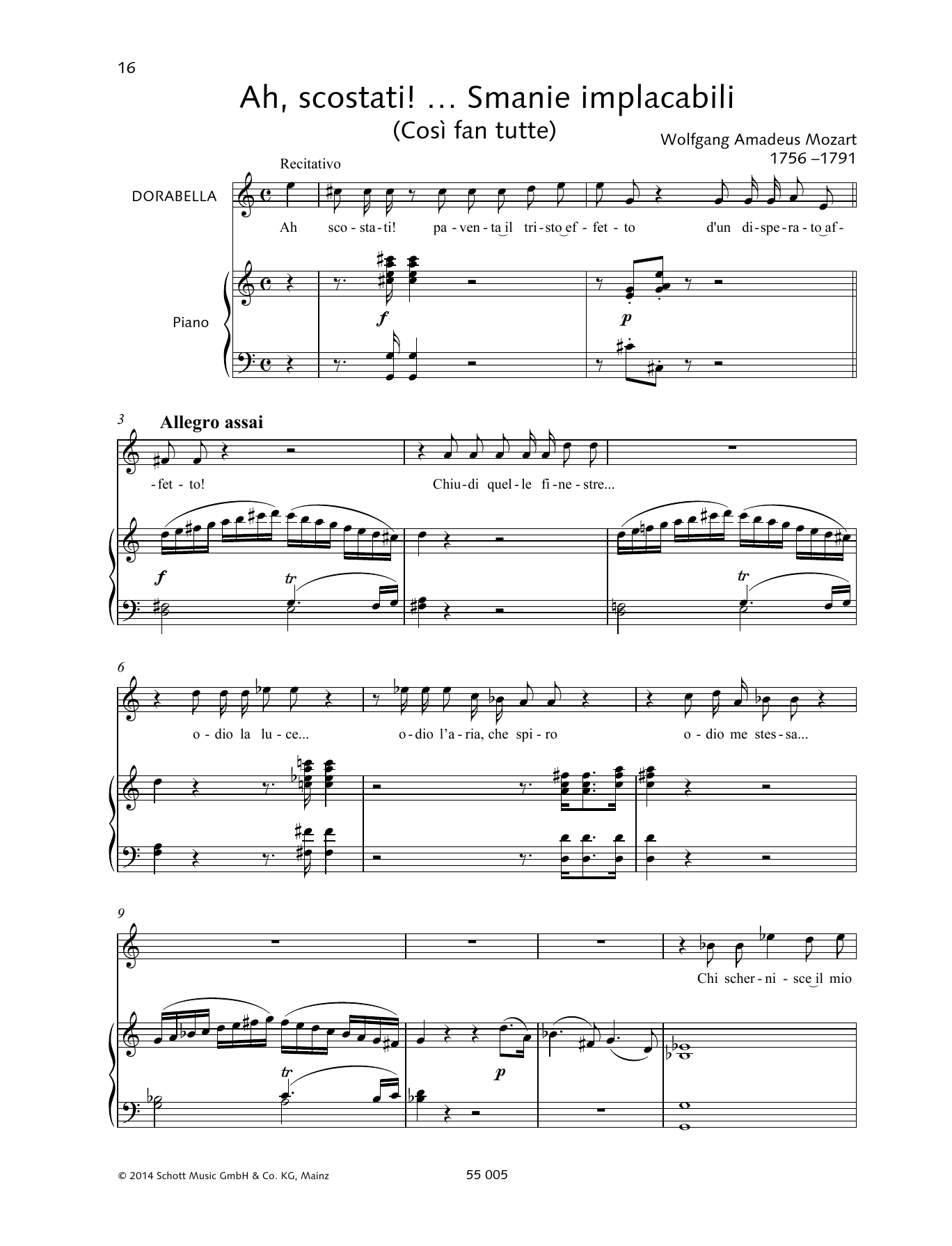 Download Wolfgang Amadeus Mozart Ah, scostati!... Smanie implacabili Sheet Music