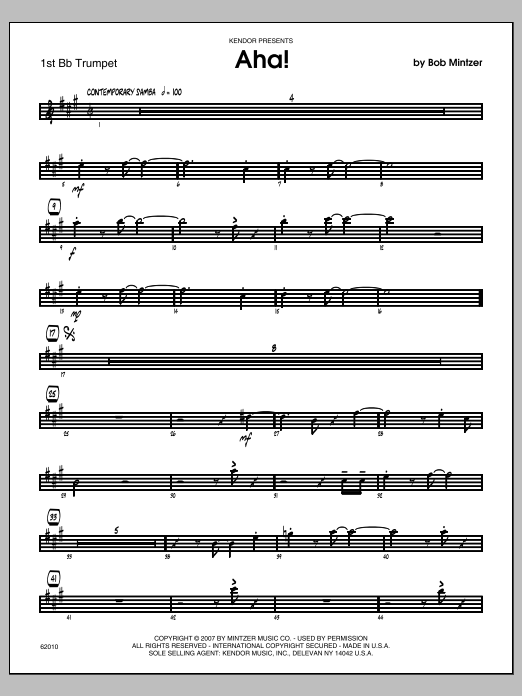 Download Mintzer Aha! - 1st Bb Trumpet Sheet Music