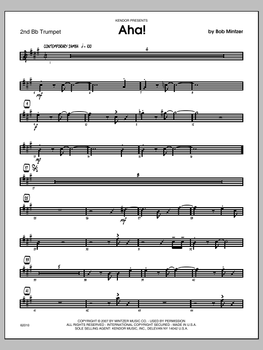 Download Mintzer Aha! - 2nd Bb Trumpet Sheet Music