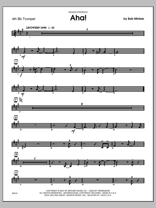 Download Mintzer Aha! - 4th Bb Trumpet Sheet Music