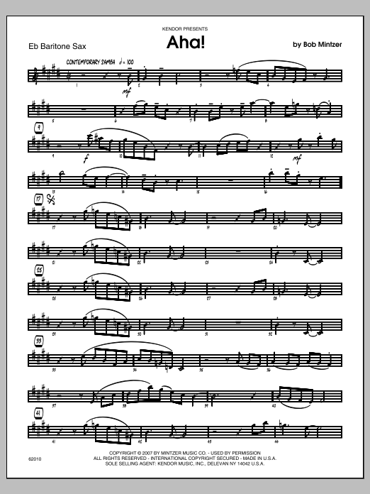 Download Mintzer Aha! - Baritone Sax Sheet Music
