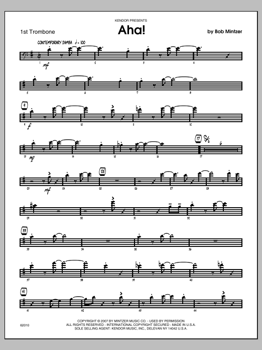 Download Mintzer Aha! - Trombone 1 Sheet Music