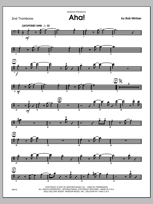 Download Mintzer Aha! - Trombone 2 Sheet Music