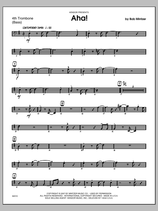 Download Mintzer Aha! - Trombone 4 Sheet Music