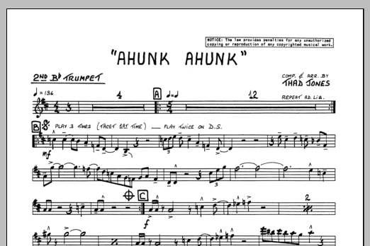 Download Thad Jones Ahunk Ahunk - 2nd Bb Trumpet Sheet Music