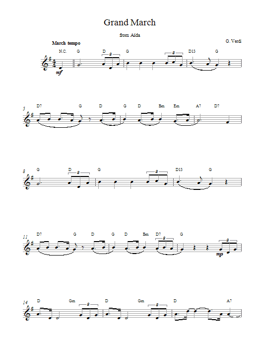 Giuseppe Verdi Grand March (from Aida) sheet music notes printable PDF score
