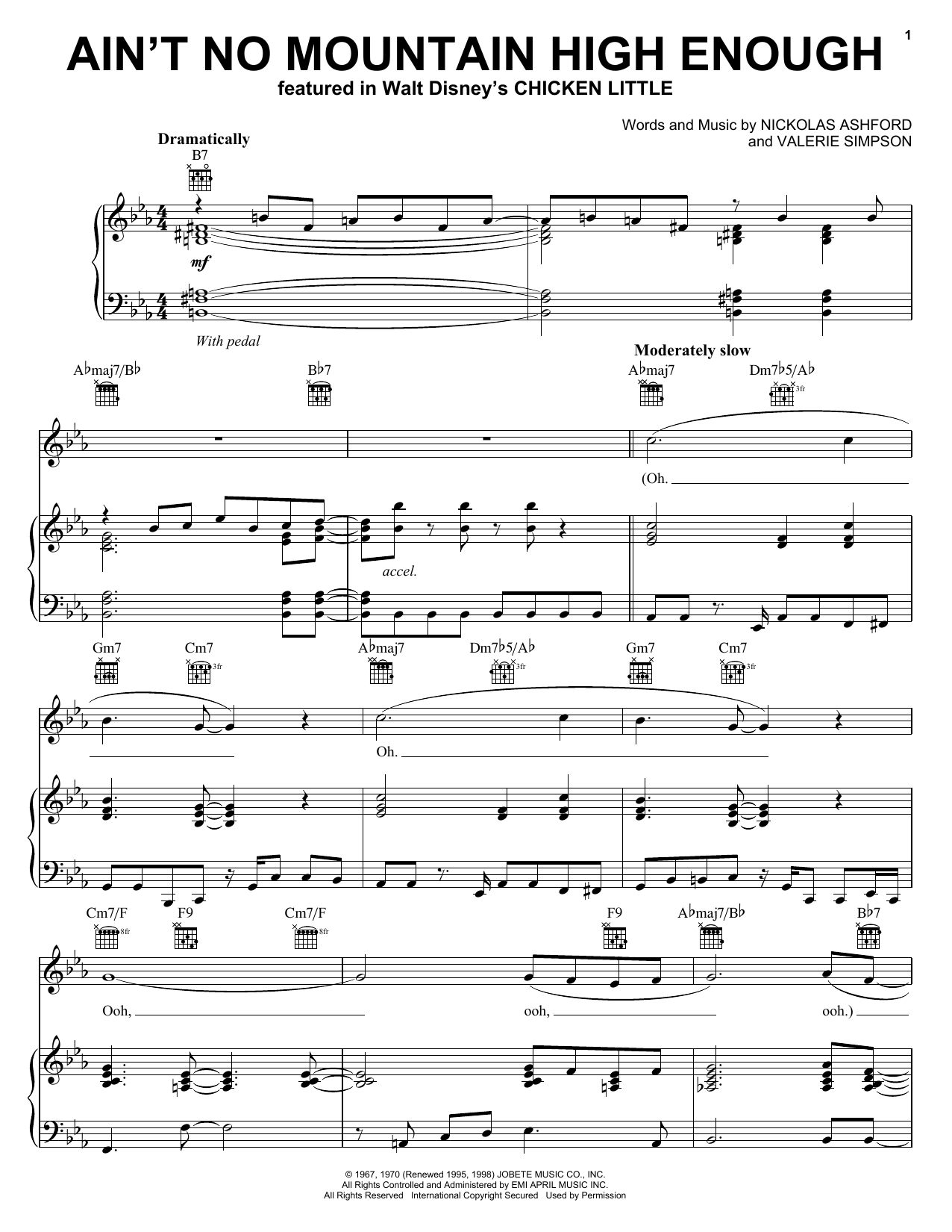 Diana Ross Ain't No Mountain High Enough sheet music notes printable PDF score