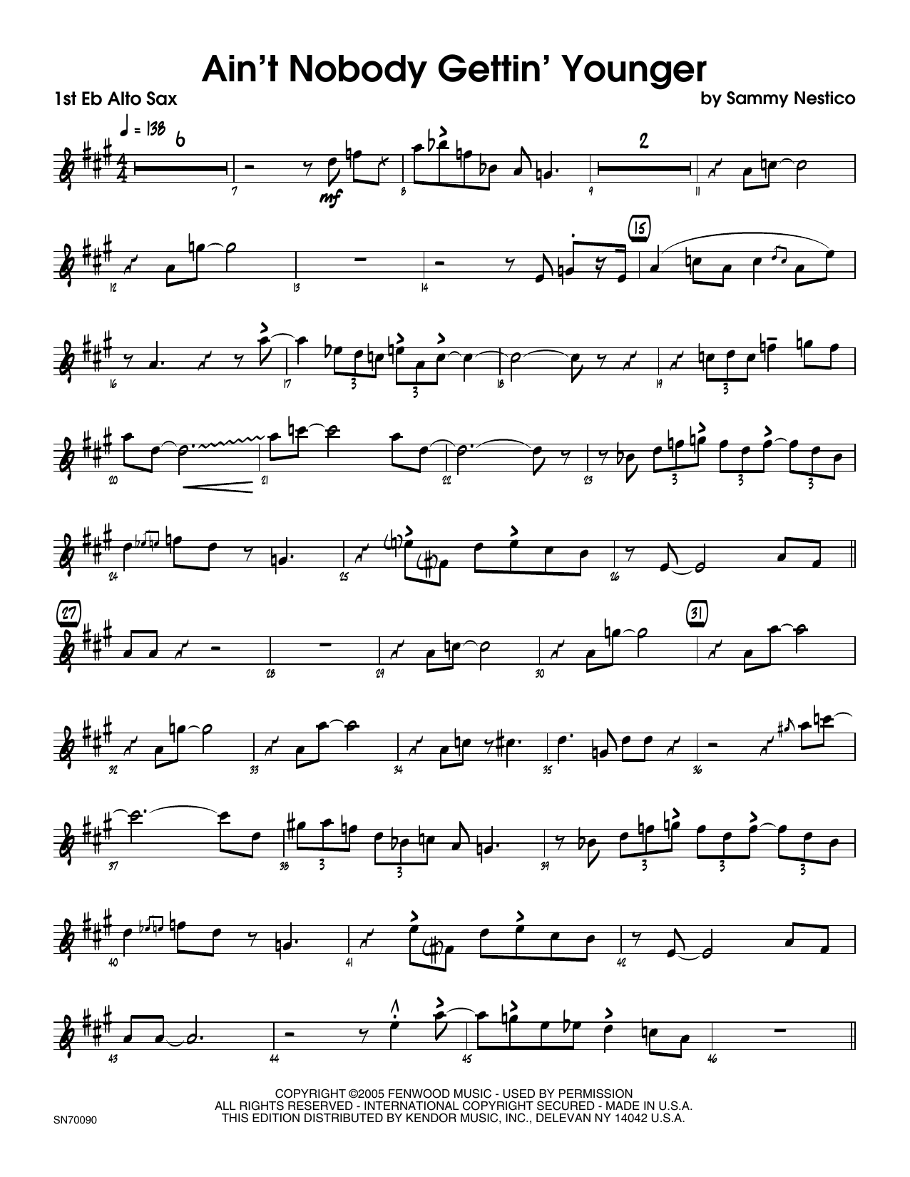 Download Sammy Nestico Ain't Nobody Gettin' Younger - 1st Eb A Sheet Music