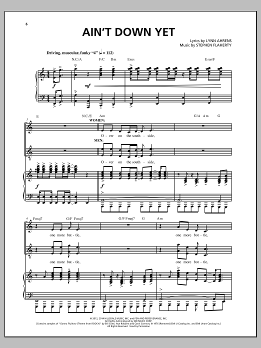 Download Stephen Flaherty Ain't Down Yet Sheet Music