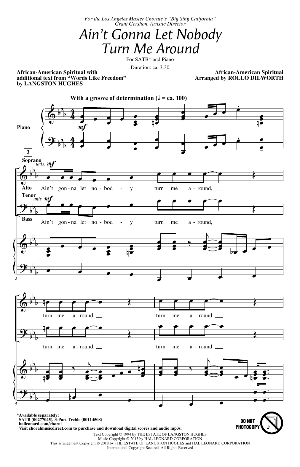 Download Rollo Dilworth Ain't Gonna Let Nobody Turn Me Around Sheet Music
