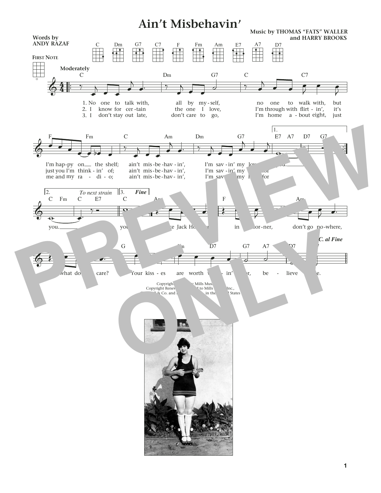Download Hank Williams, Jr. Ain't Misbehavin' (from The Daily Ukule Sheet Music