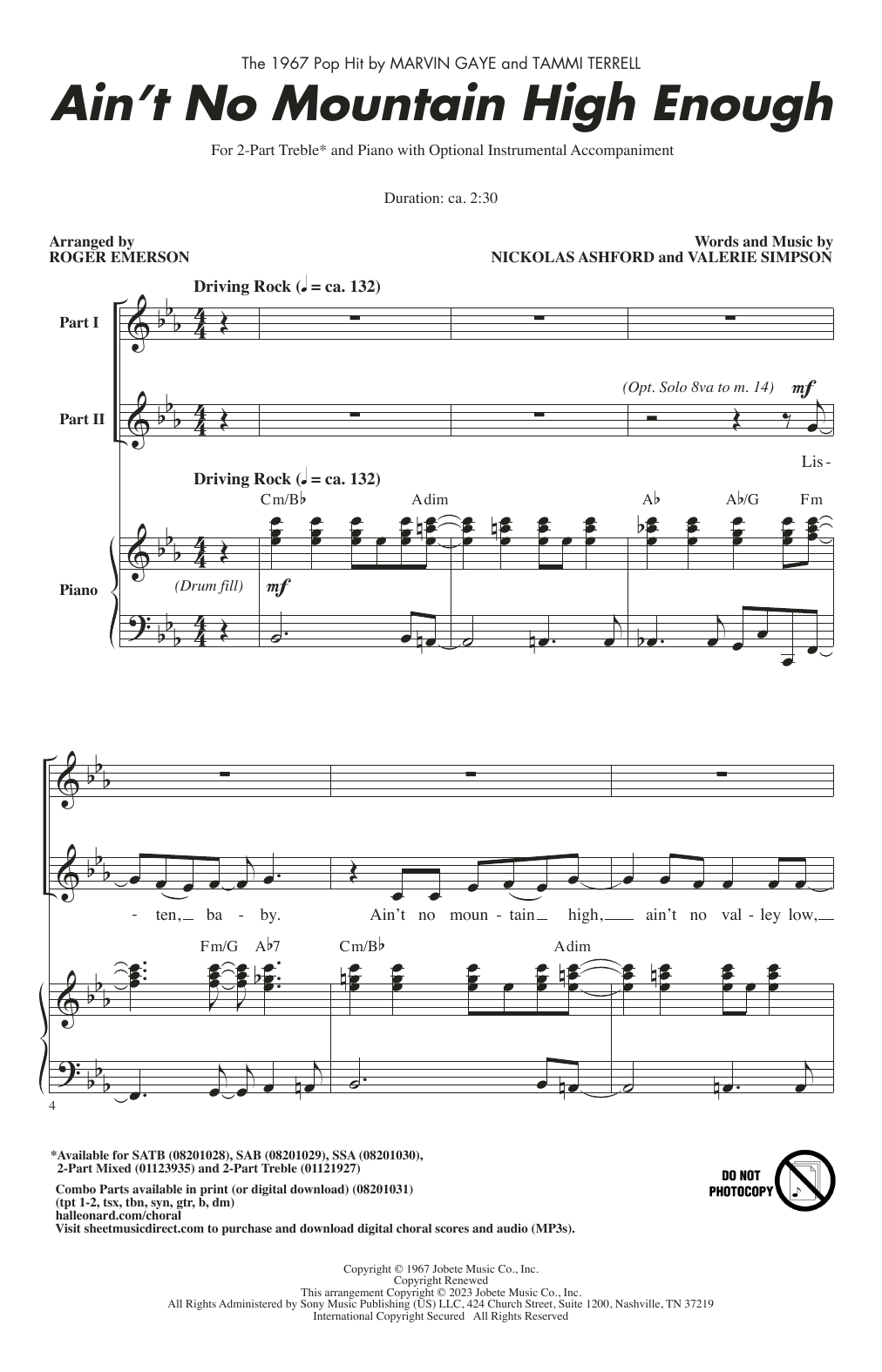 Download Marvin Gaye & Tammi Terrell Ain't No Mountain High Enough (arr. Rog Sheet Music