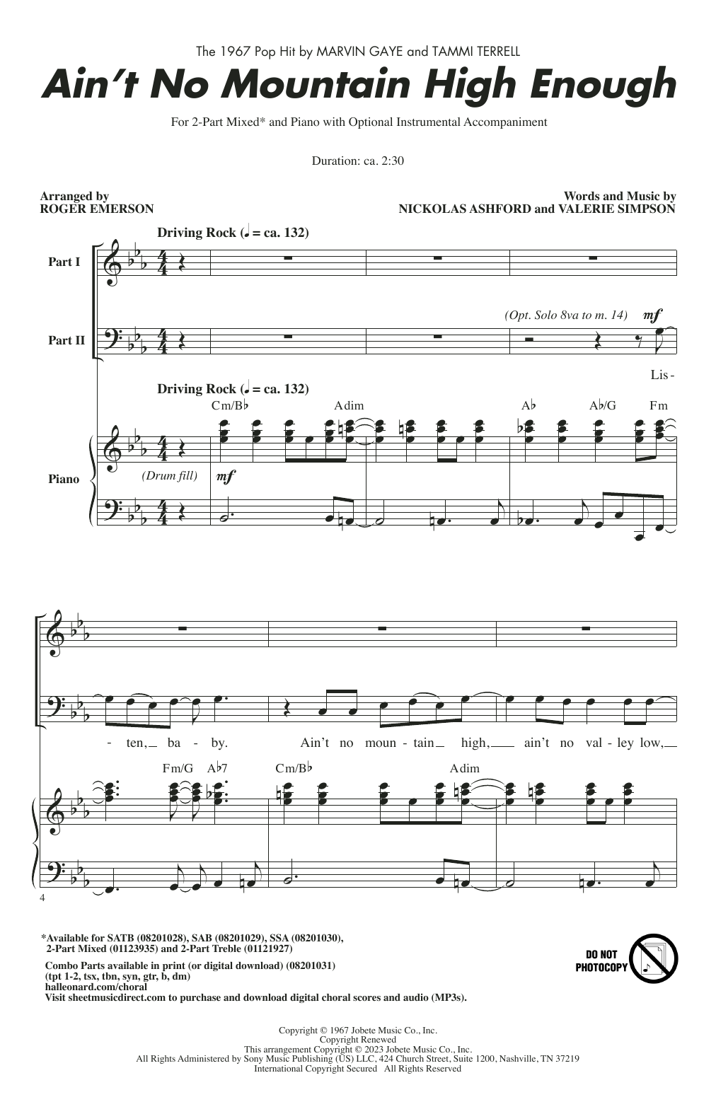 Download Marvin Gaye & Tammi Terrell Ain't No Mountain High Enough (arr. Rog Sheet Music