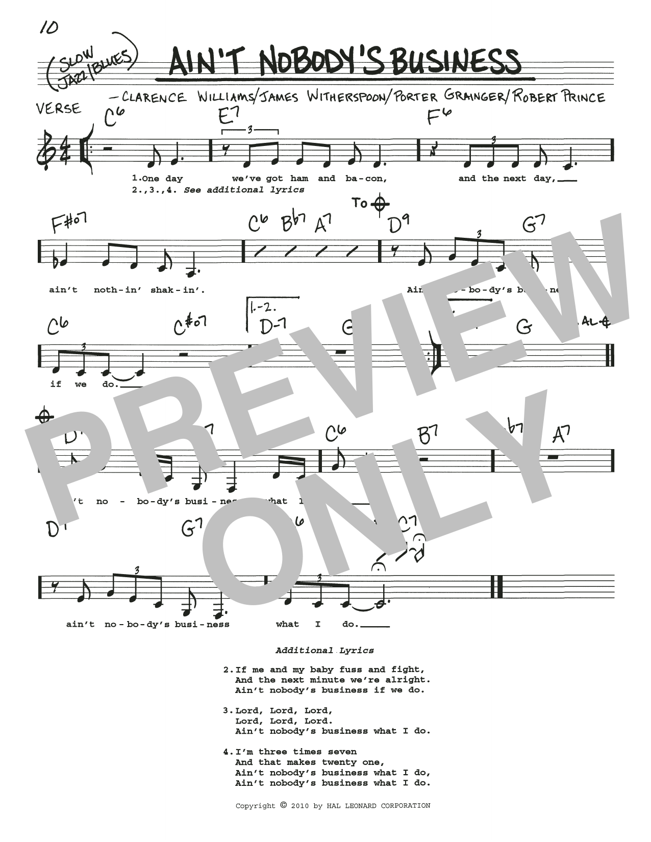 Download Clarence Williams Ain't Nobody's Business Sheet Music