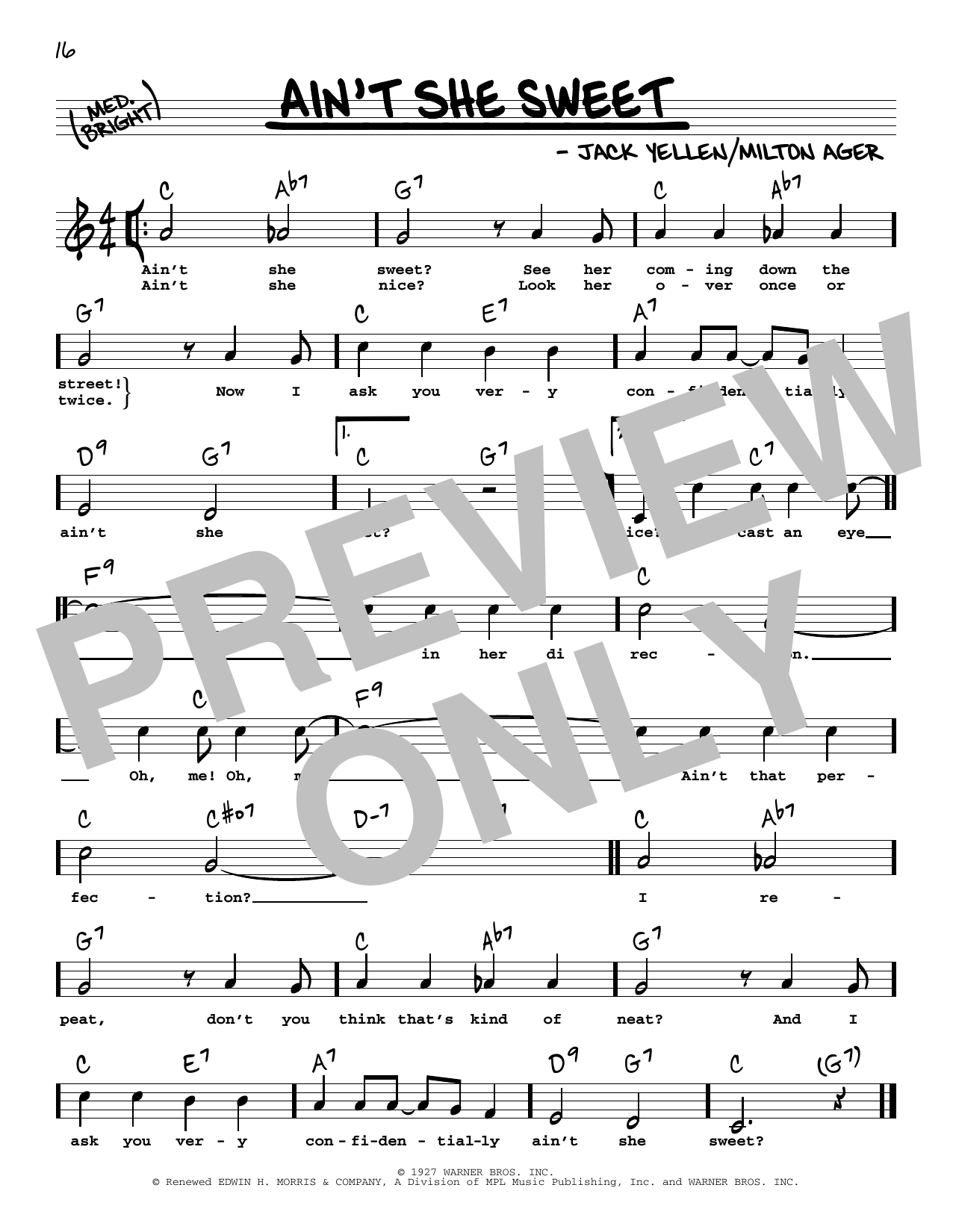 Download The Beatles Ain't She Sweet (High Voice) Sheet Music