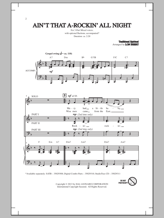 Download Lon Beery Ain't That A-Rockin' All Night Sheet Music