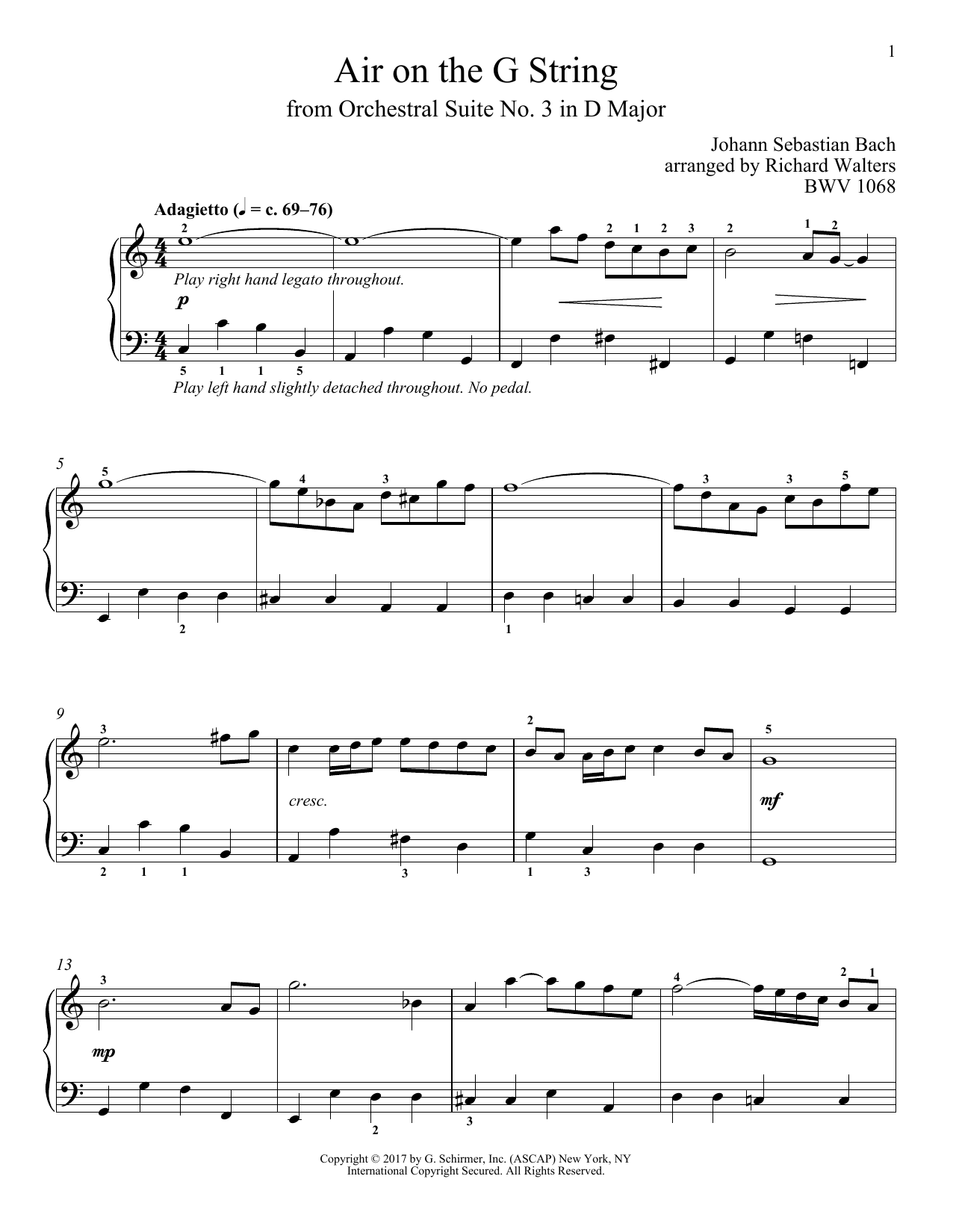 Download J.S. Bach Air (Air On The G String) Sheet Music