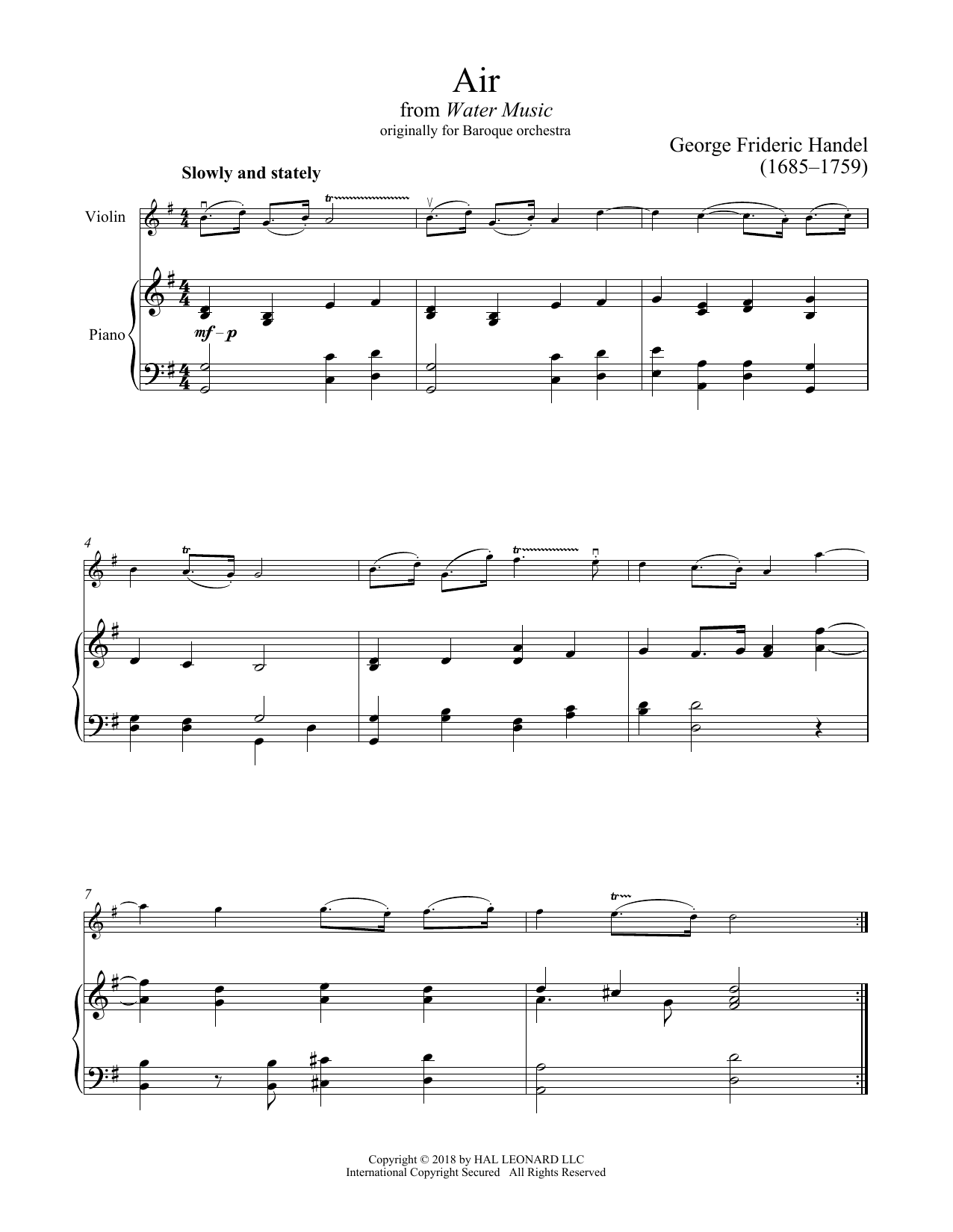 Download George Frideric Handel Air Sheet Music