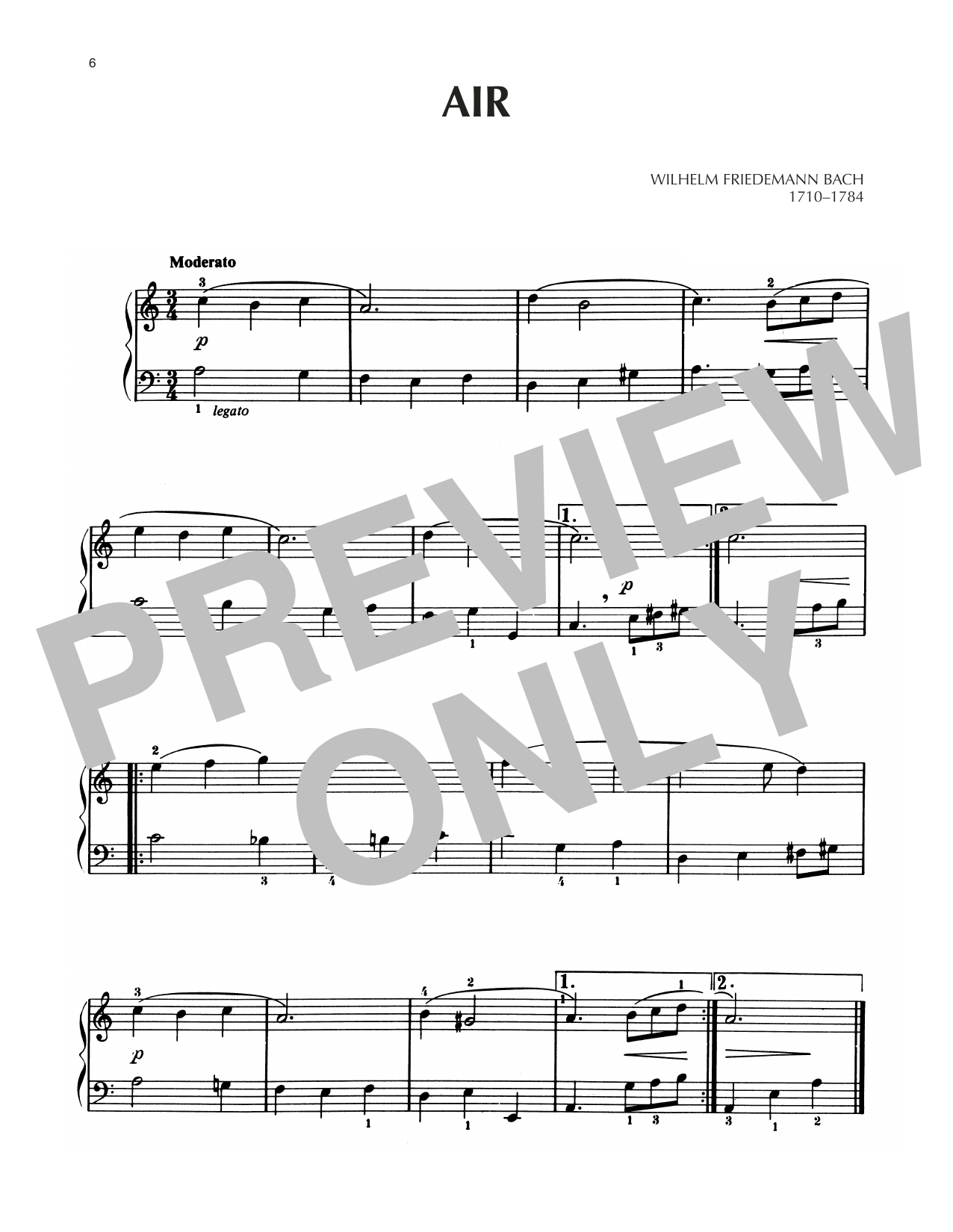 Download Wilhelm Friedemann Bach Air In A Minor Sheet Music