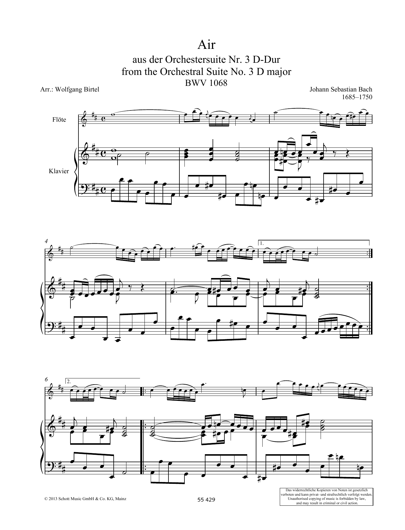 Download Johann Sebastian Bach Air Sheet Music