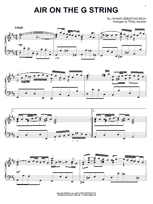 Download Johann Sebastian Bach Air On The G String (arr. Phillip Kever Sheet Music