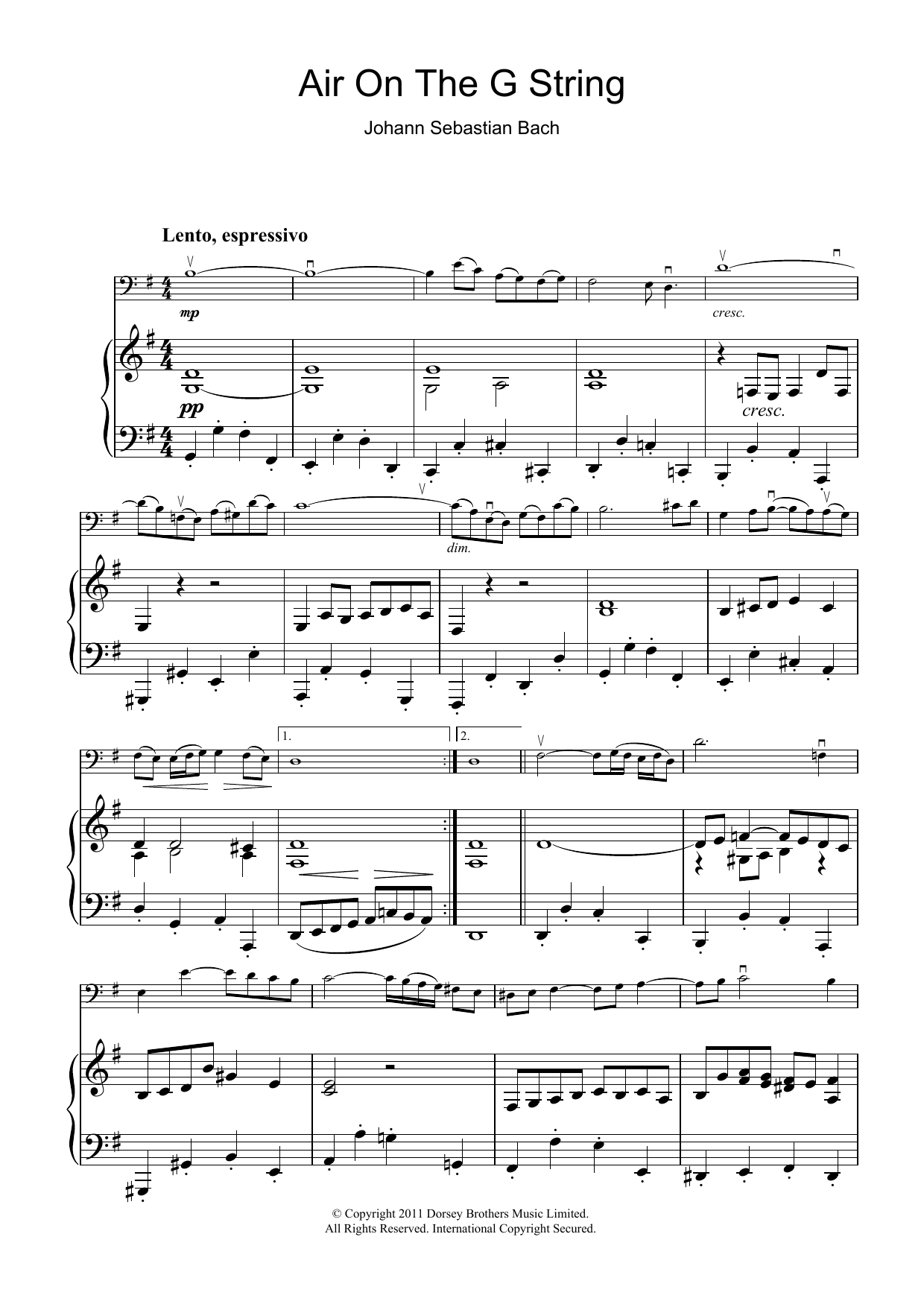 Download Johann Sebastian Bach Air On The G String (from Suite No.3 in Sheet Music