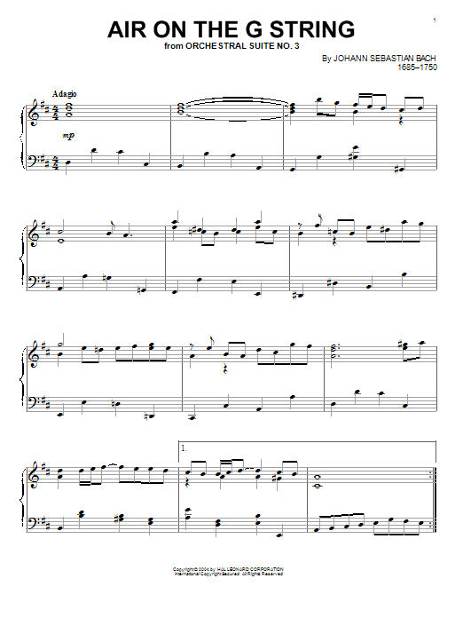 Download Johann Sebastian Bach Air On The G String Sheet Music