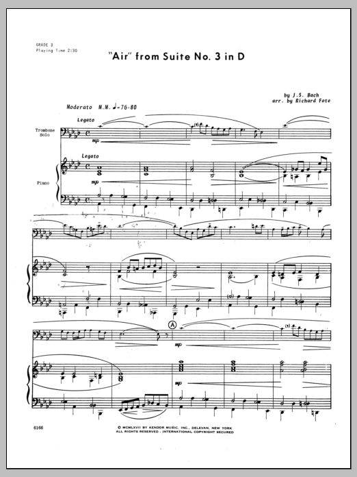 Download Fote Air From Suite #3 In D - Piano Sheet Music