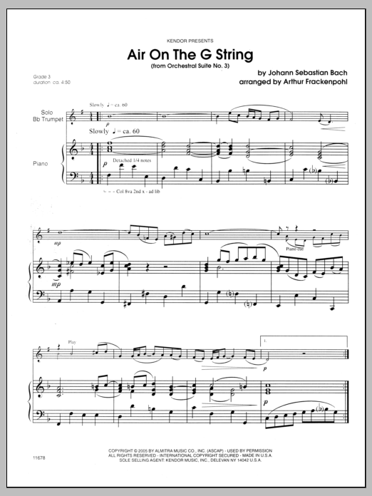 Download Arthur Frackenpohl Air On The G String (from Orchestral Su Sheet Music