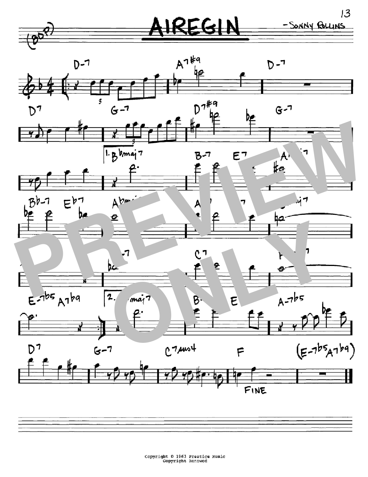 Download John Coltrane Airegin Sheet Music
