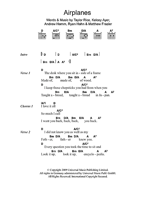 Download Local Natives Airplanes Sheet Music