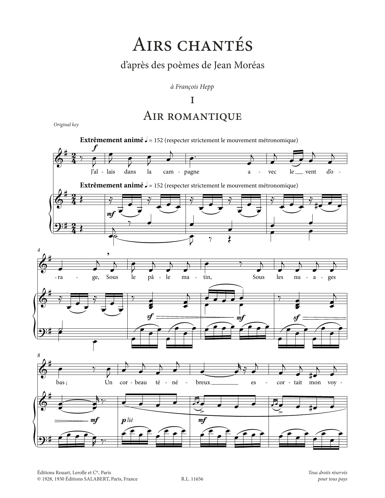 Francis Poulenc Airs chantés (Low Voice) sheet music notes printable PDF score